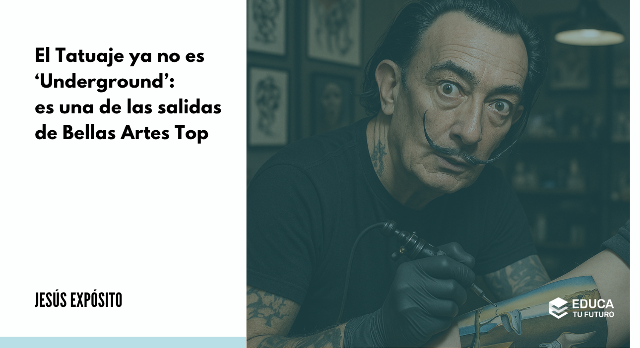Salvador Dalí tatuando a una persona, fusión entre arte clásico y cultura del tatuaje.